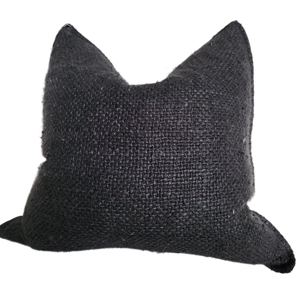 Détente Hand-loomed Rustic Texture Pure French Linen 55cm Square - Ubud Black