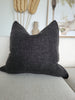 Détente Hand-loomed Rustic Texture Pure French Linen 55cm Square - Ubud Black
