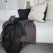 Rylee Texture Pure Linen Cotton Fringe Double Sided Massive Throw 140x220cm - Black