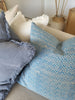 Candi Dasa Sea Wave Artisan Block Printed Heavy Weight Pure French Linen Cushion 55cm Square - Electric Blue