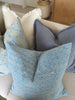 Candi Dasa Sea Wave Artisan Block Printed Heavy Weight Pure French Linen Cushion 55cm Square - Electric Blue