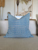 Candi Dasa Sea Wave Artisan Block Printed Heavy Weight Pure French Linen Cushion 55cm Square - Electric Blue