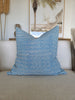 Candi Dasa Sea Wave Artisan Block Printed Heavy Weight Pure French Linen Feather Filled Cushion 55cm Square - Electric Blue
