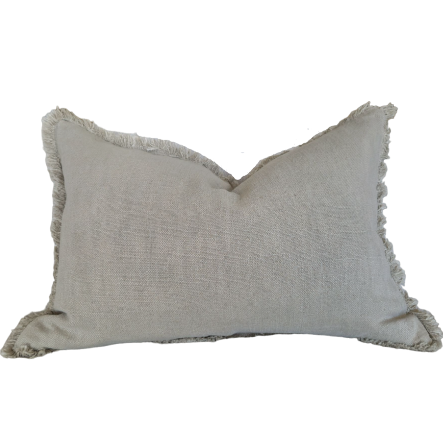 Champêtre Heavy Weight French Linen Cushion 40x60cm Lumbar Feather Filled - Natural