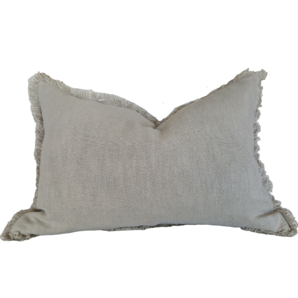 Champêtre Heavy Weight French Linen Cushion 40x60cm Lumbar Feather Filled - Natural