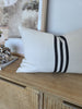 Kuta Herringbone Linen Cotton Cushion 40x60cm Lumbar - Black Striped