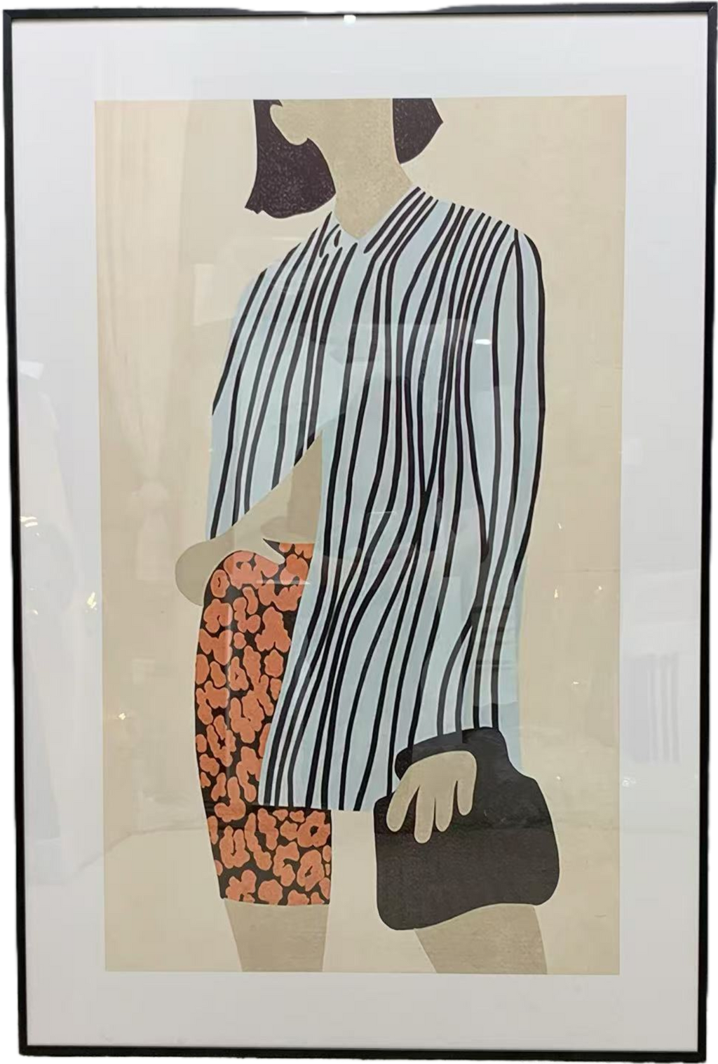 P102 Black Framed Perspex Glass Canvas Art Print 120 cm x 80 cm