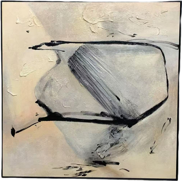 H063 Black Framed Full Hand Painted Artwork 100 cm x 100 cm
