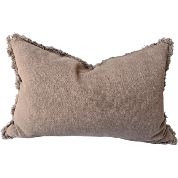 Champêtre Heavy Weight French Linen Cushion 40x60cm Lumbar - Light Brown