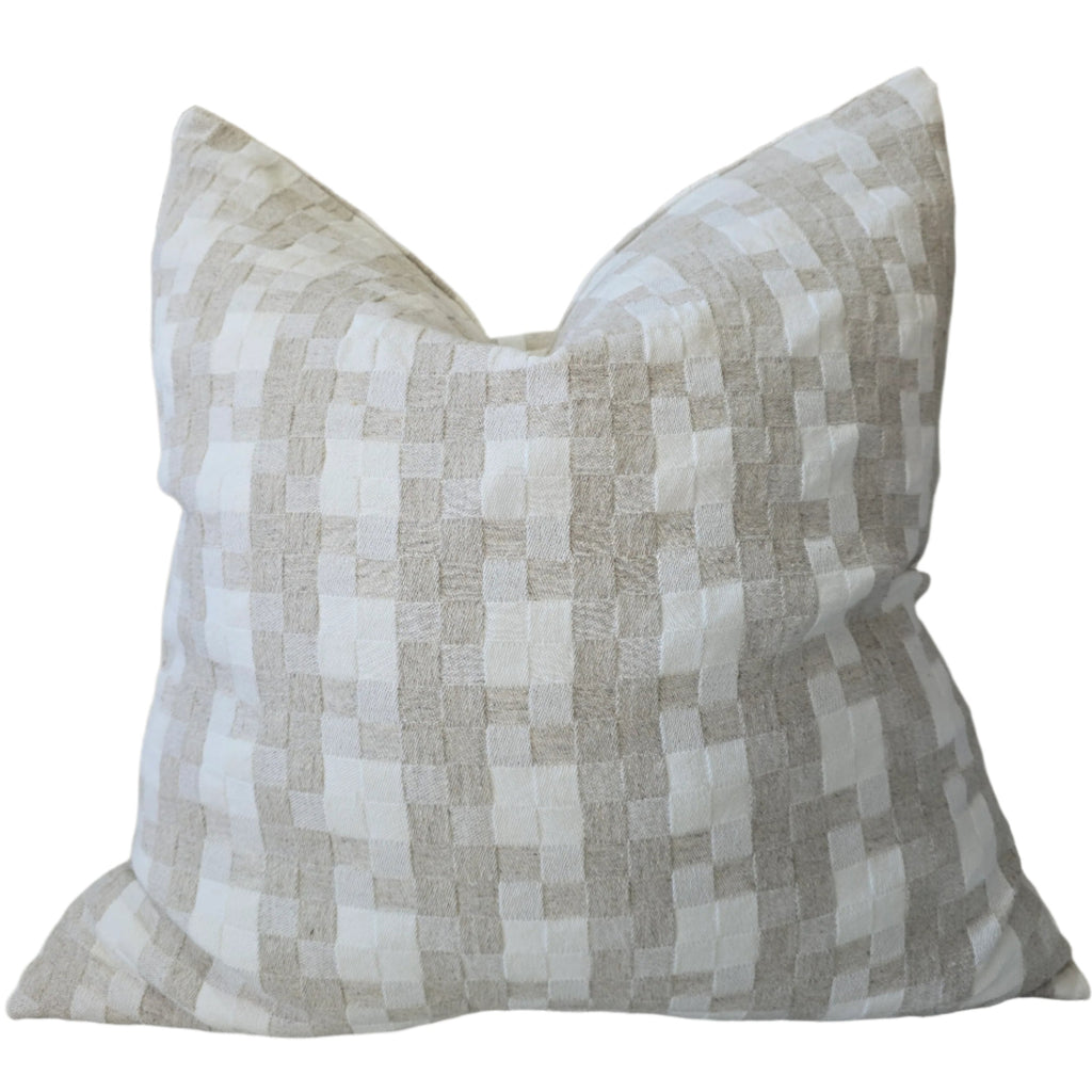 Isla Jacquard Linen Cotton Cushion 55cm Square - Natural | Off White