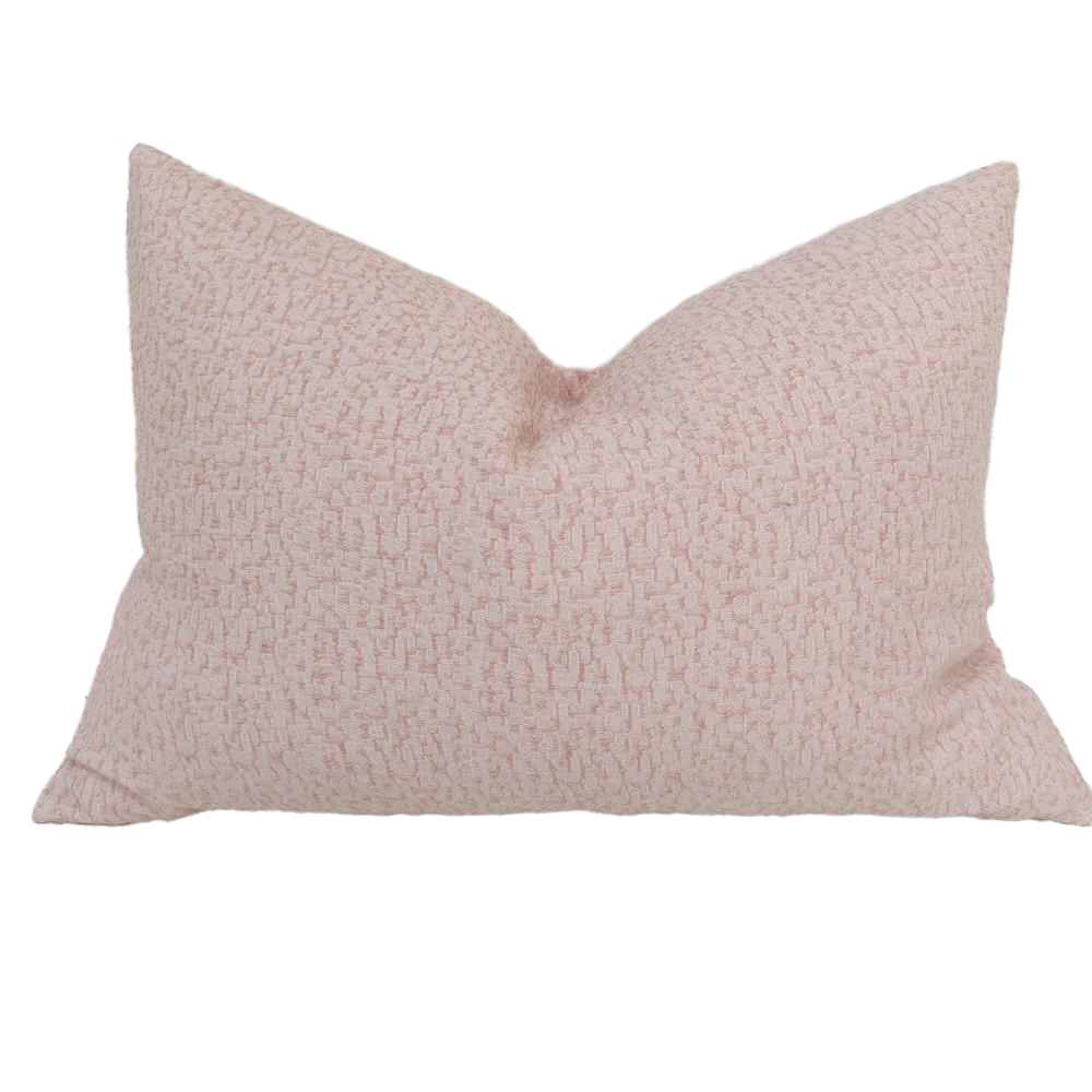 Hayla Jacquard Double Sided Cotton Linen Cushion 40x60cm Lumbar Plush Feather Filled - Pink