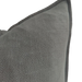 Oban Herringbone Woven Stonewashed French Linen Cushion 40cmx60cm Lumbar Feather Filled - Wood Charcoal