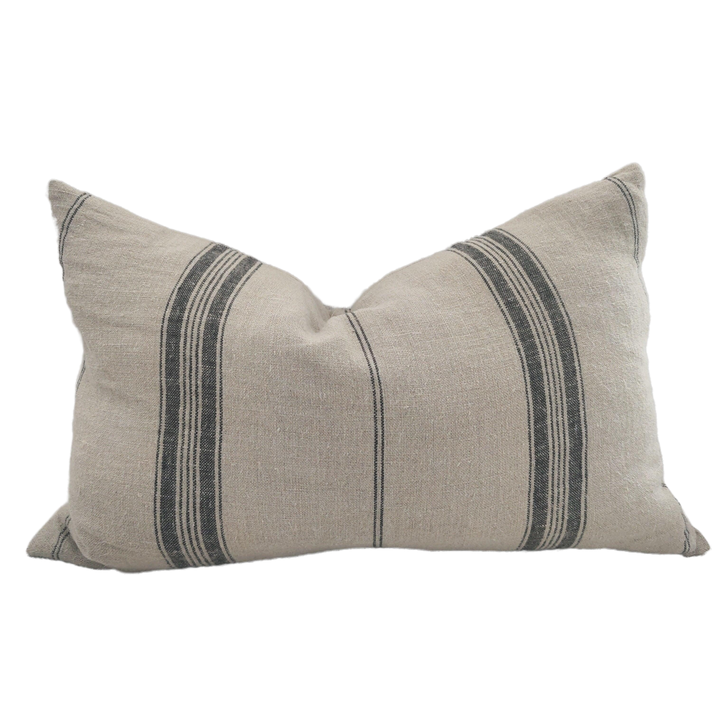 Campbell Heavy Weight Earthiness French Linen Striped Cushion  40x60cm Lumbar