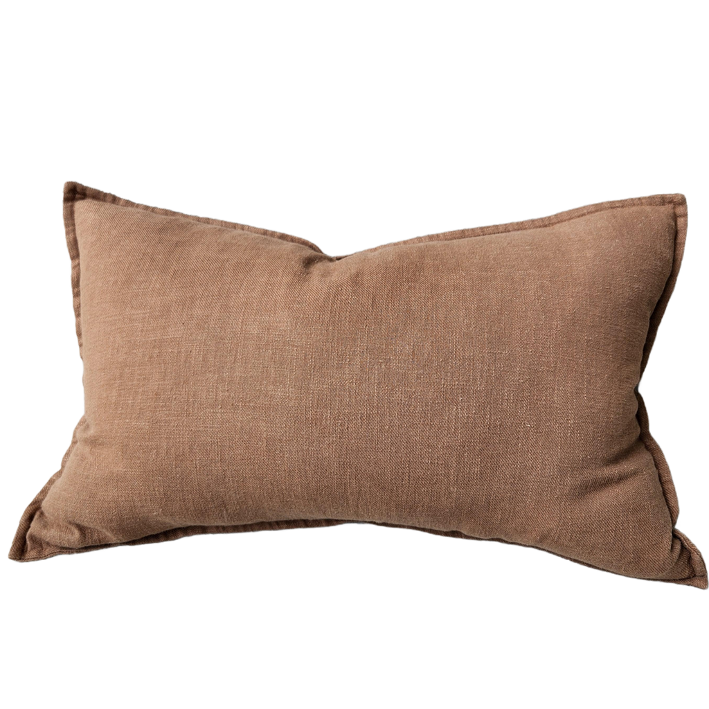 LAST ONE - Millard Linen Cotton Cushion 40x60cm Lumbar - Nimes Caramel Cafe