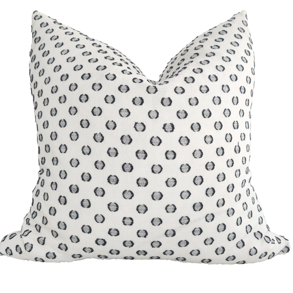 Bossa Nova Pure French Linen Cushion 55cm Square Plush - Black & White