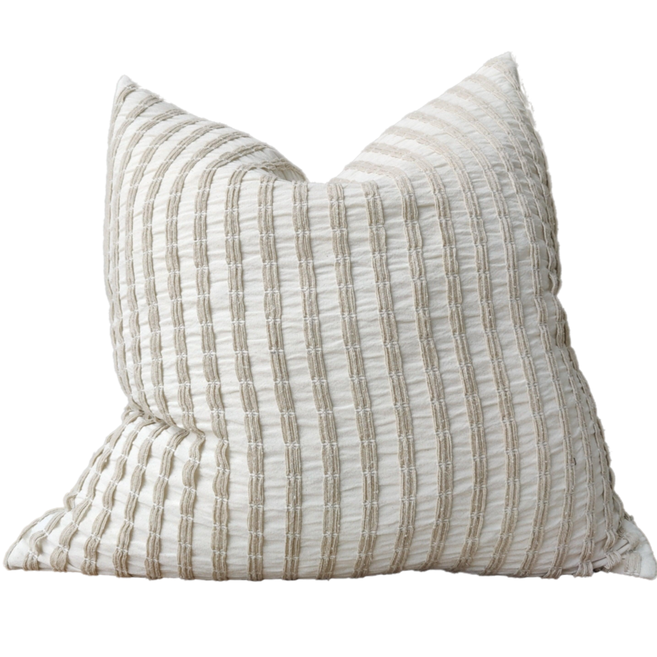 Troyes Linen Cotton Jacquard Cushion 55x55cm -Striped