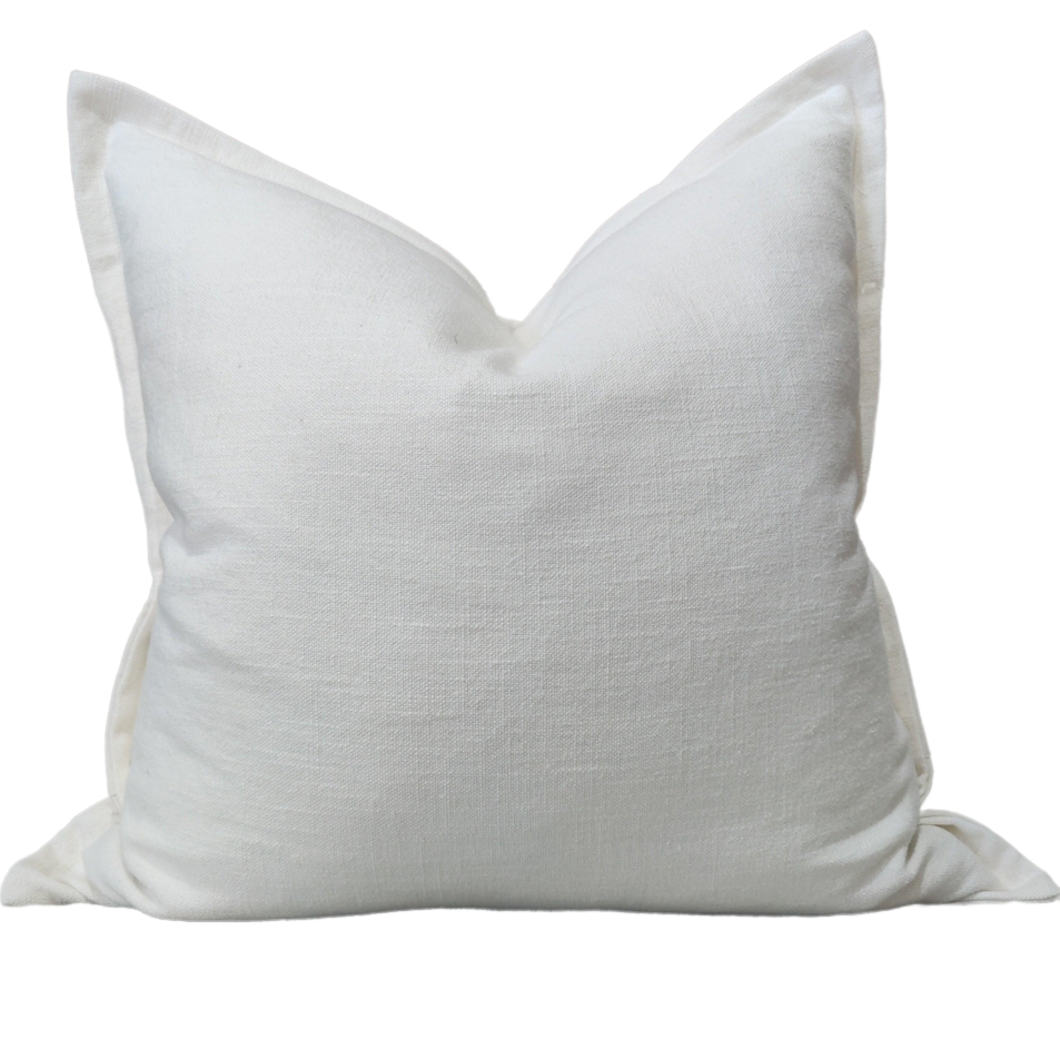 Mahal Texure Pure French Linen Cushion 55cm Square - Off White