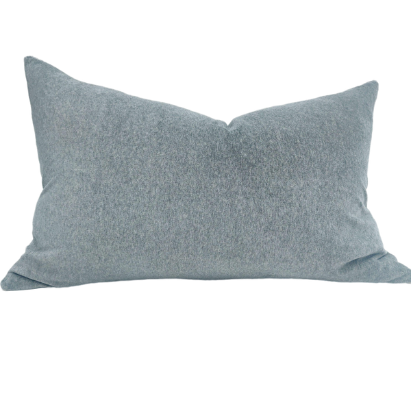 Fontainebleau Cotton Velvet & French Linen Two Sided Feather Filled Cushion 40cmx60cm Lumbar- Heather Grey
