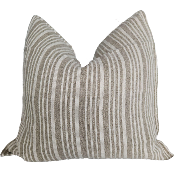 LIMITED STOCK | Détente Rustic Texture Pure French Linen 55cm Square - Charleston Striped