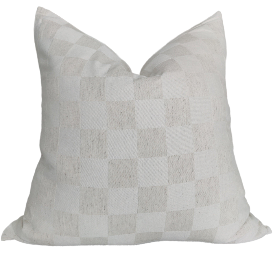 Colmar Check Jacquard Linen Cushion Feather Filled 55cm Square