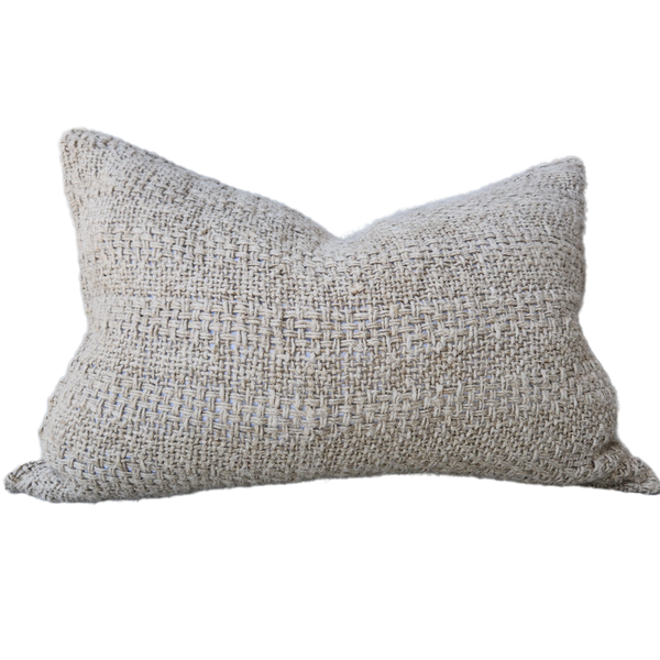 Détente Hand-loomed Rustic Texture Pure French Linen 40x60cm Lumbar - Natural Cross