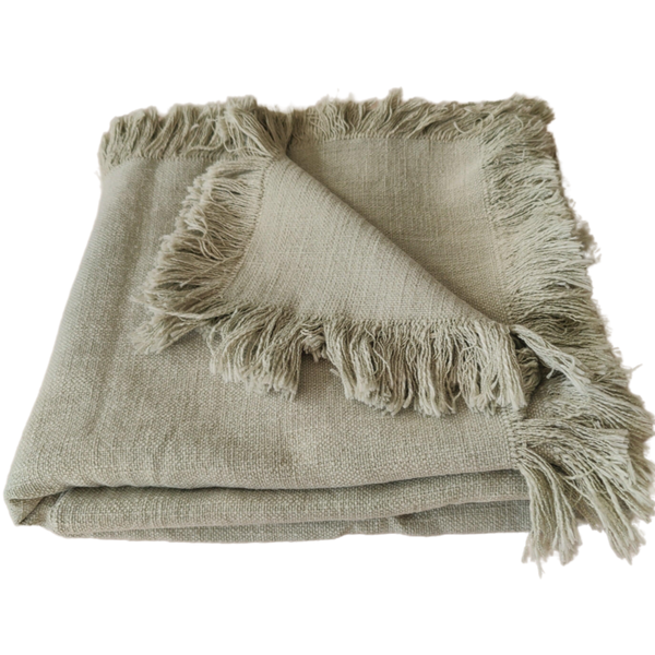 Champêtre Heavy Weight French Linen Massive Throw 140x220cm - Sage Green