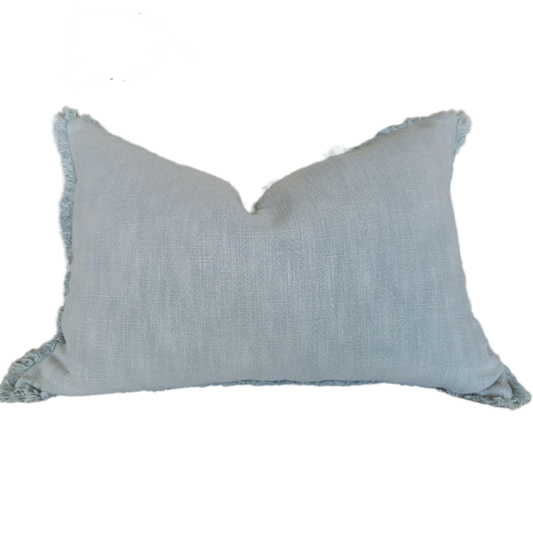 Champêtre Heavy Weight French Linen Cushion 40x60cm Lumbar Feather Filled - Sky Blue
