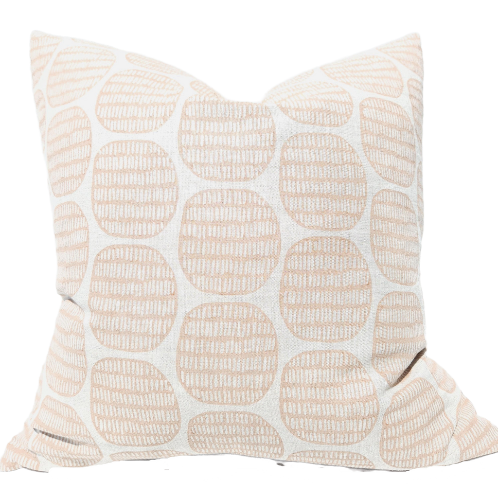 The Outback Artisan Block Printed Heavy Weight Pure French Linen Cushion 55cm Square - Sacred Rock Earth