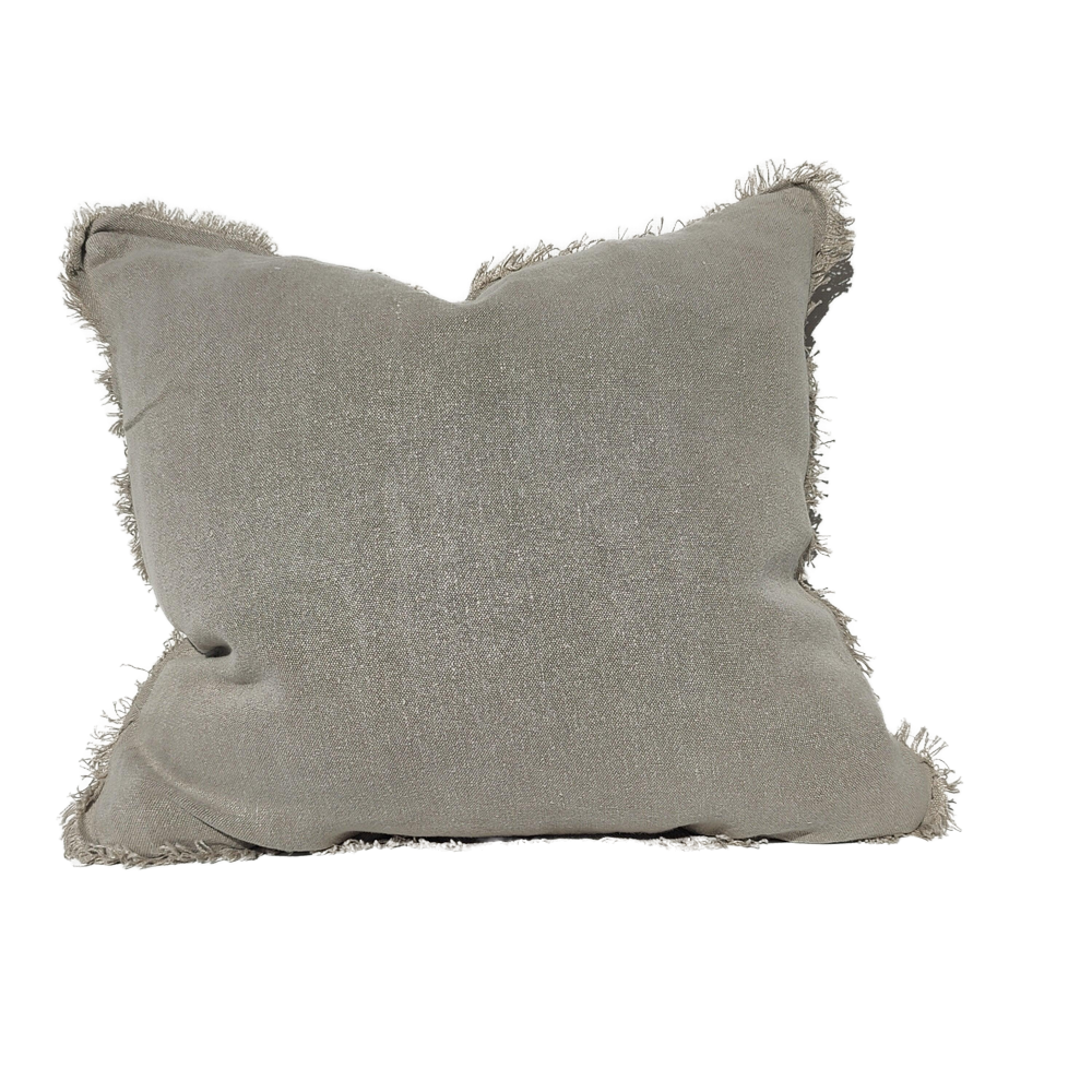 Matera Stonewashed Heavy Weight French Linen Cushion 50cm Square Feather Filled - Limestone