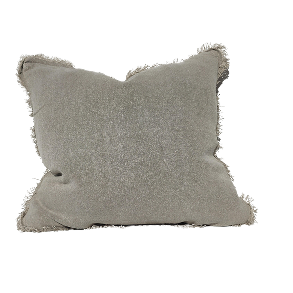 Matera Stonewashed Heavy Weight French Linen Cushion 50cm Square Feather Filled - Limestone