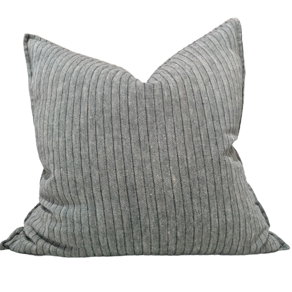 Tallulah Herringbone Pure French Linen Cushion Feather Filled 55x55cm