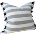 Caribbean Sea Texure Pure French Linen Cushion 55cm Square - White Navy Fringed