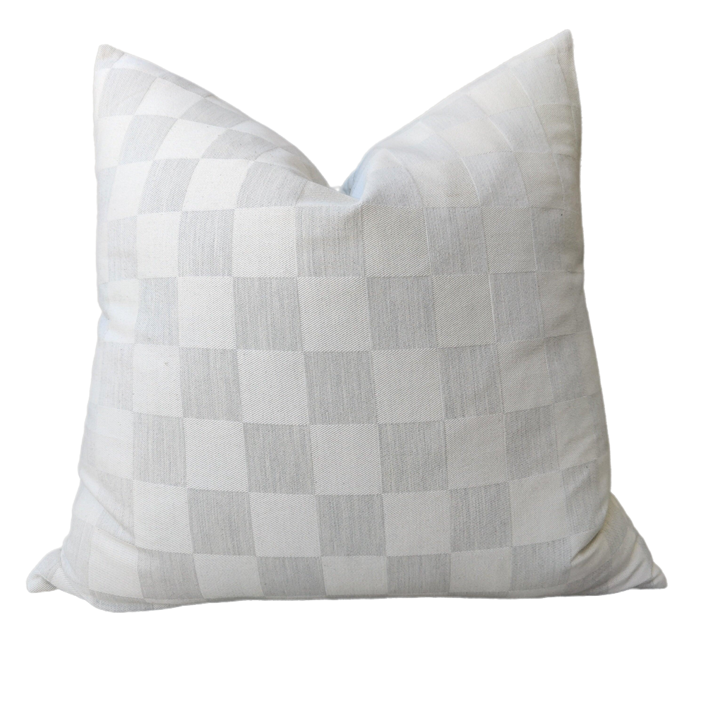 Colmar Check Jacquard Linen Cushion 55cm Square - Grey