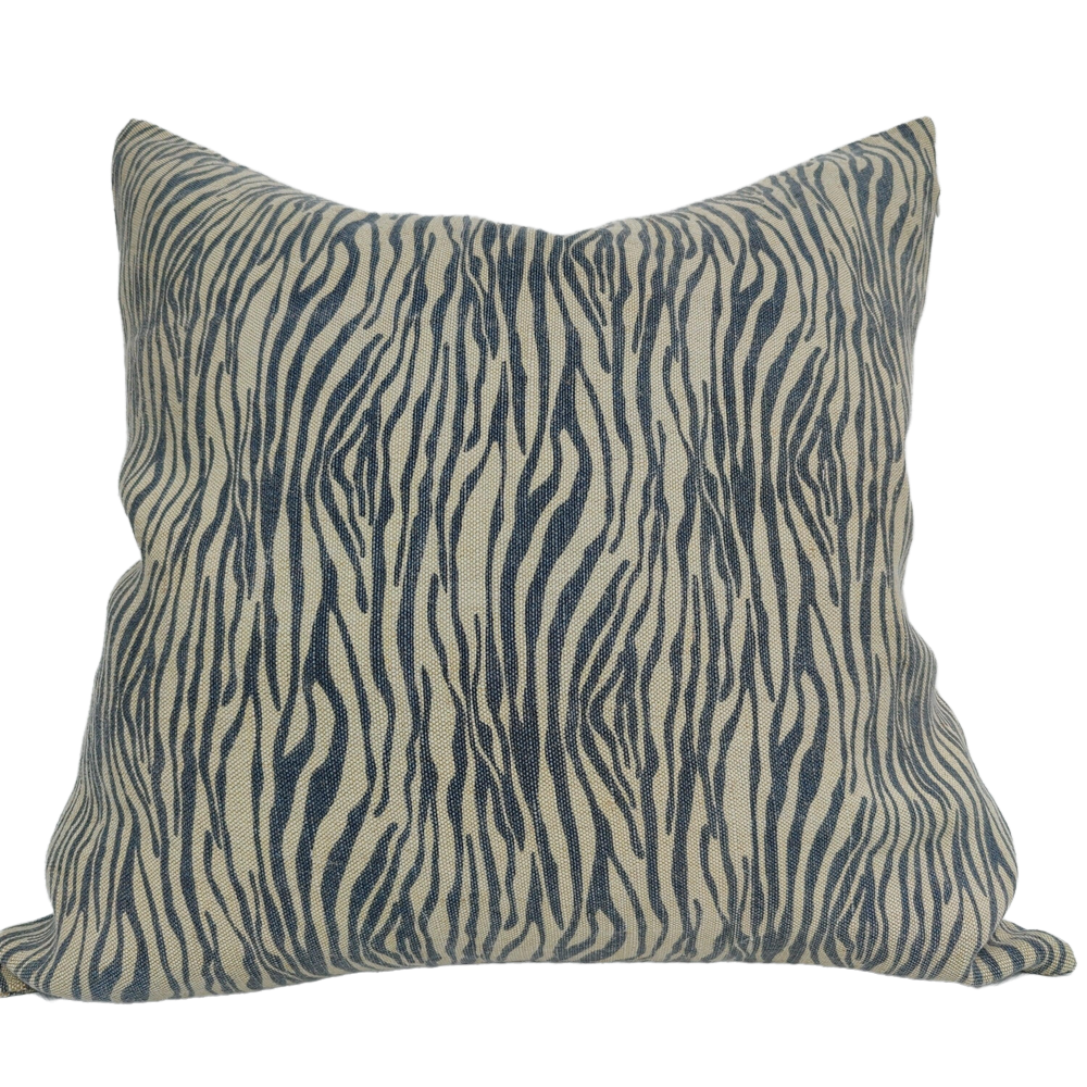 Iberian Coast  Heavy Weght Pure French Linen Cushion 55cm Square Plush Feather Filled -  Emerald Waves