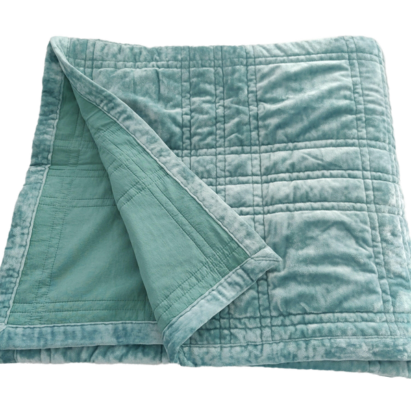 Bella Luxurious Silk Velvet Reversible Quilted Bed Cover Massive Blanket 230x200cm - Turquoise