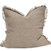 Riviera Heavy Weight Texture French Linen Fringed Edge Cushion Feather Filled 60cm Square - Mocha