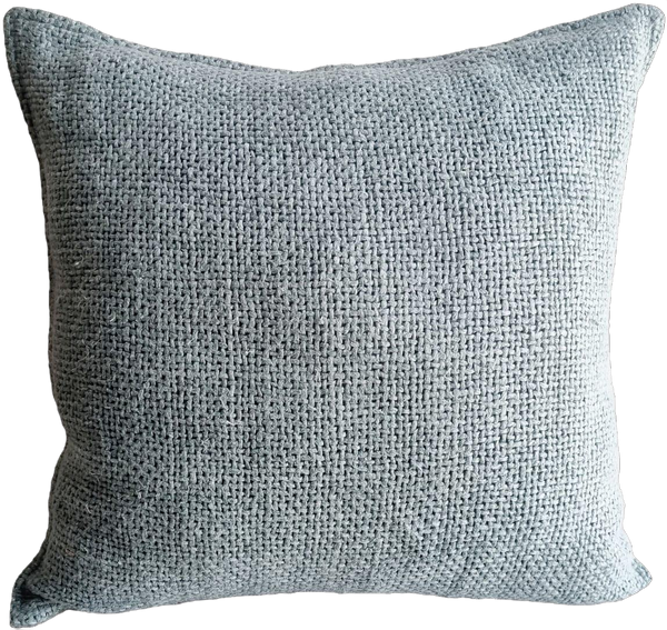 PREORDER MID APRIL *LIMITED STOCK *| Détente Hand-loomed Rustic Texture Pure French Linen 55cm square - Ubud Aqua Blue