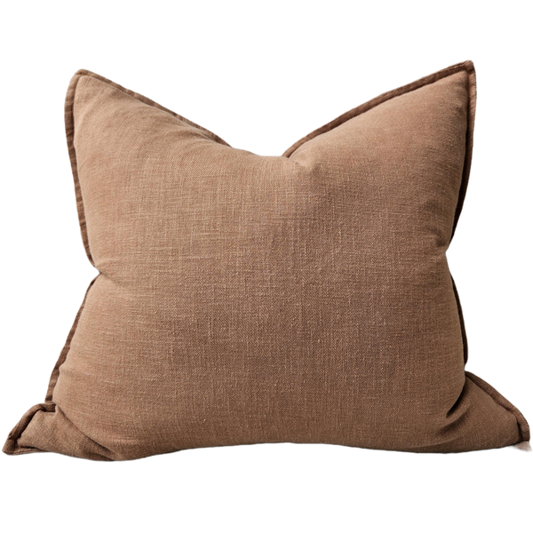 Millard Linen Cotton Cushion 55cm Square - Nimes Caramel Cafe