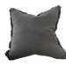 Hazelhurst 100% Pure French Linen Fringed Edge Cushion Square Feather Filled 50cm - Charcoal
