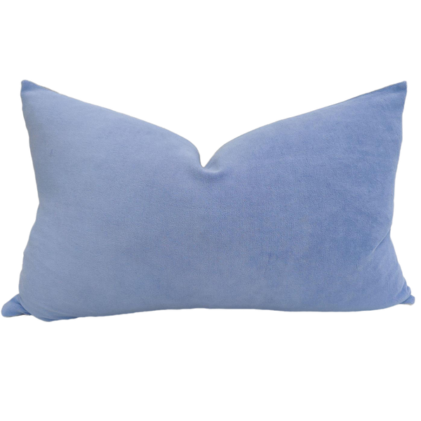 Fontainebleau Cotton Velvet & French Linen Two Sided Feather Filled Cushion 40cmx60cm Lumbar- Lavender
