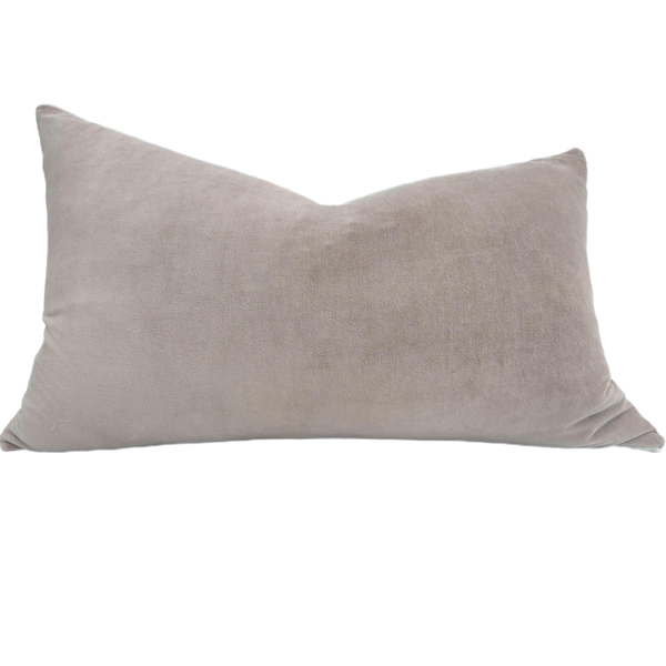 Fontainebleau Cotton Velvet & French Linen Two Sided Cushion 40cmx60cm Lumbar- Nude Pink