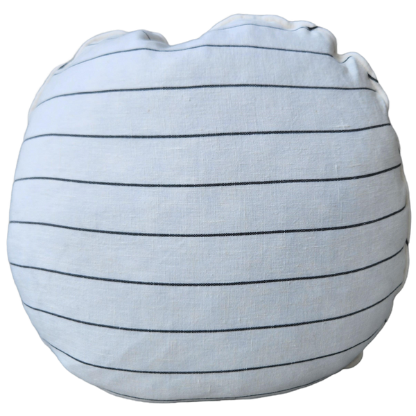 Granville Linen Cotton Cushion Feather Filled Round 50cm - Black Striped