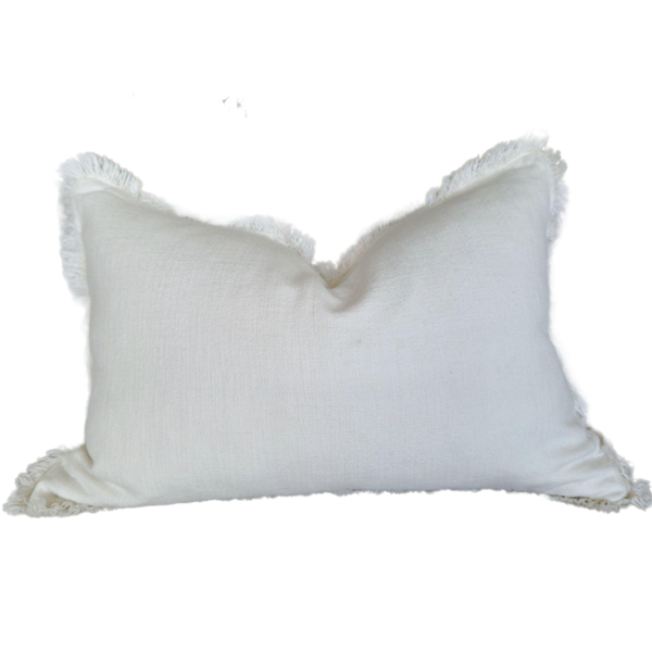 Champêtre Heavy Weight French Linen Cushion 40x60cm Lumbar Feather Filled - White