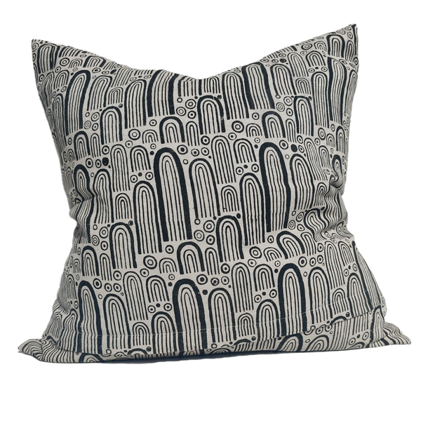 Enchanted Forest - Spirit Rock Artisan Block Printed Heavy Weight Pure French Linen Cushion 55cm Square Feather Filled