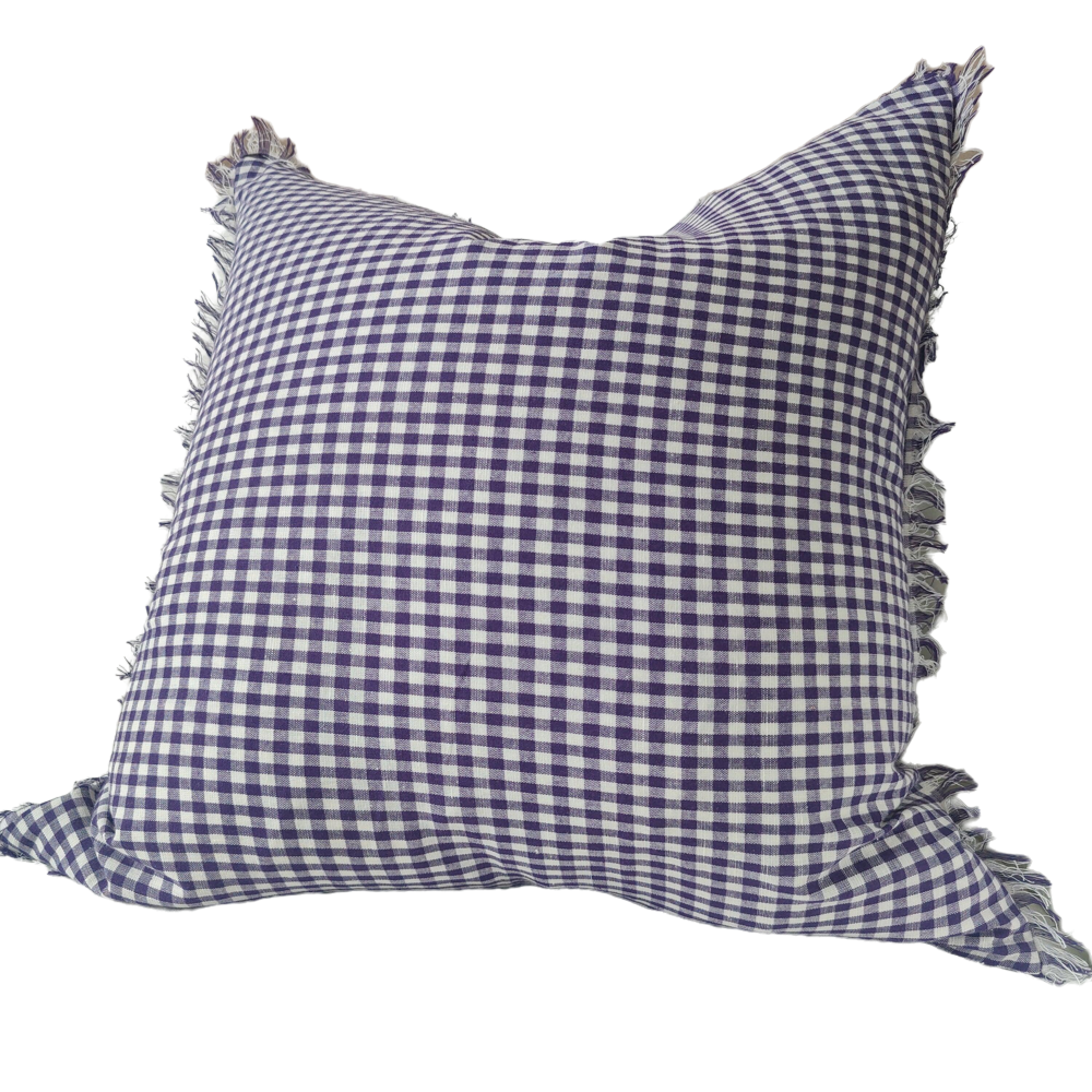 Cross Hatch Yarn Dyed Pure French Linen Cushion 50cmx50cm - Daisy Purple