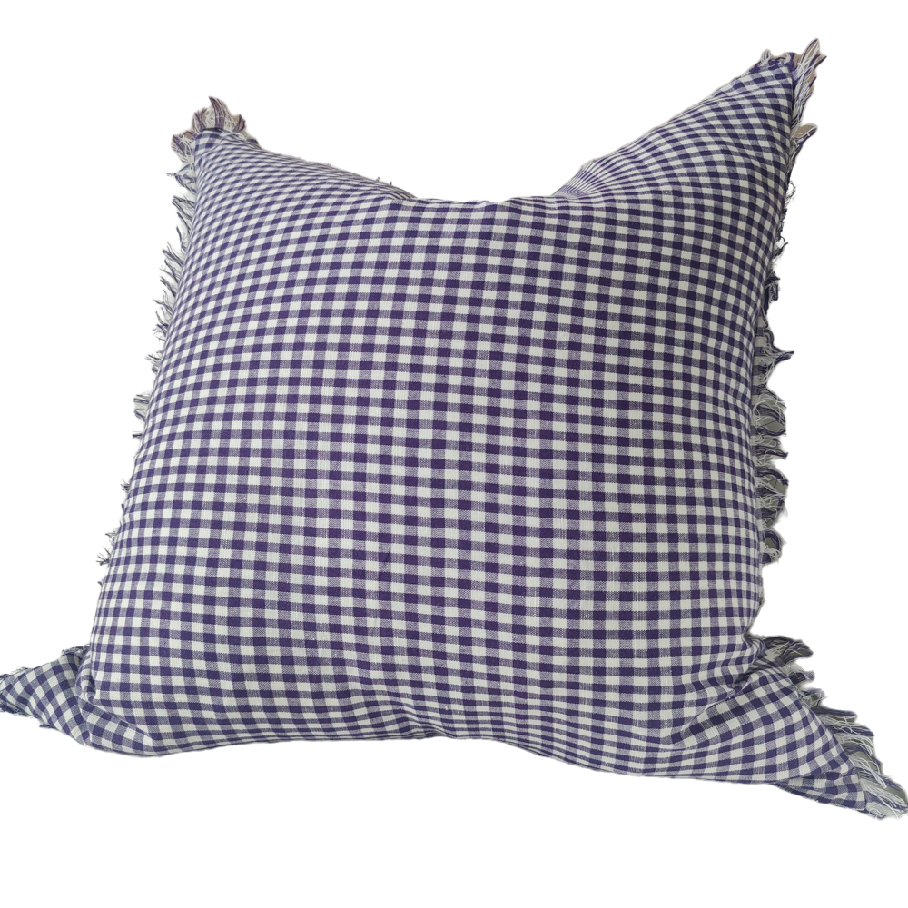 Cross Hatch Yarn Dyed Pure French Linen Cushion Feather Filled 50cmx50cm - Daisy Purple