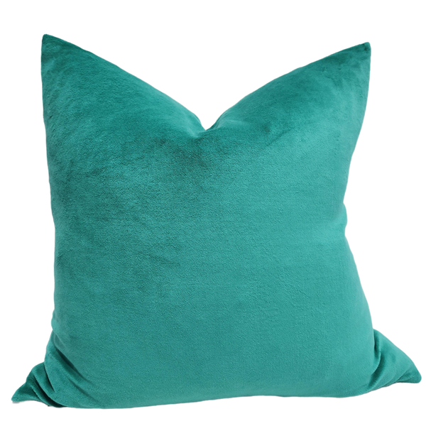 Fontainebleau Cotton Velvet & French Linen Two Sided Feather Filled Cushion 55cm Square - Metal Green