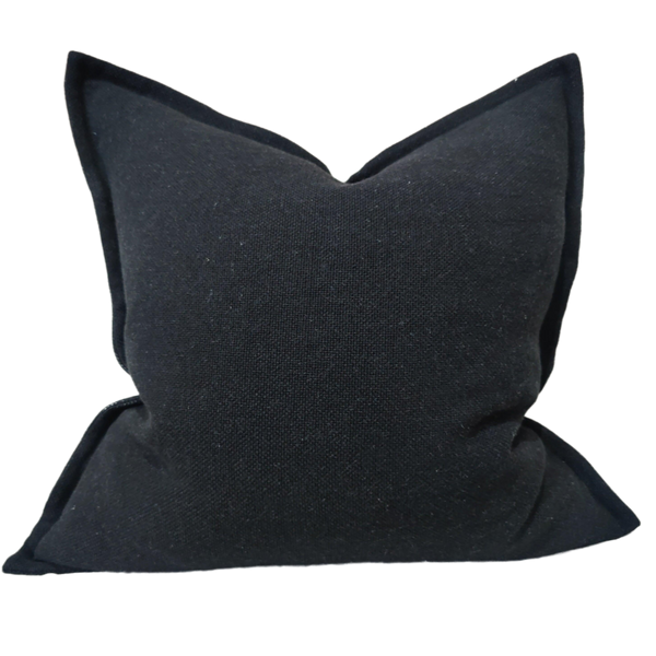Mahal Texure Pure French Linen Cushion 55cm Square - Black