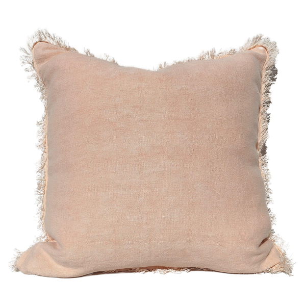 Matera Stonewashed Heavy Weight French Linen Cushion Feather Filled 50cm Square - Opal Pink