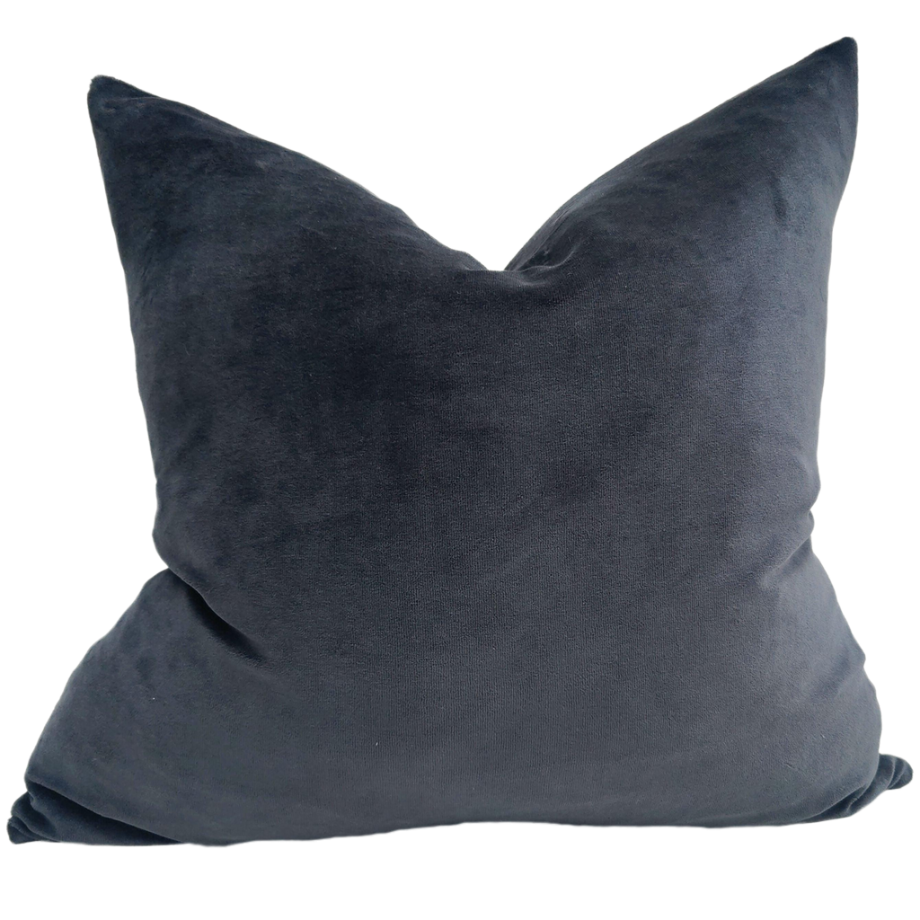 Fontainebleau Cotton Velvet & French Linen Two Sided Cushion 55cm Square - Black Swan